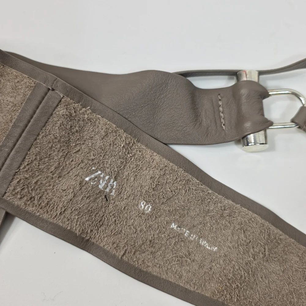 Zara Genuine Leather Tie Waist Belt Taupe Brown Wide Wrap Obi Size 30 (80) NWT